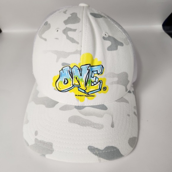 Other - ONE Always Training Hat Cap Snap Back White Gray Camo Mesh Trucker‎ Graphic Mens